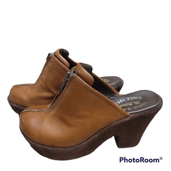 KorkEase Shoes Kork Ease Brown Leather And Suede Zippered Clogs